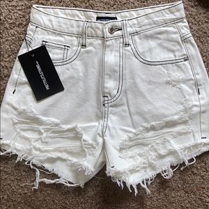 White denim shorts